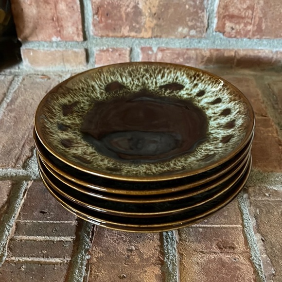 Harker Pottery Brown Drip Glazed Bread Side Plate Set of 6 - Picture 1 of 4